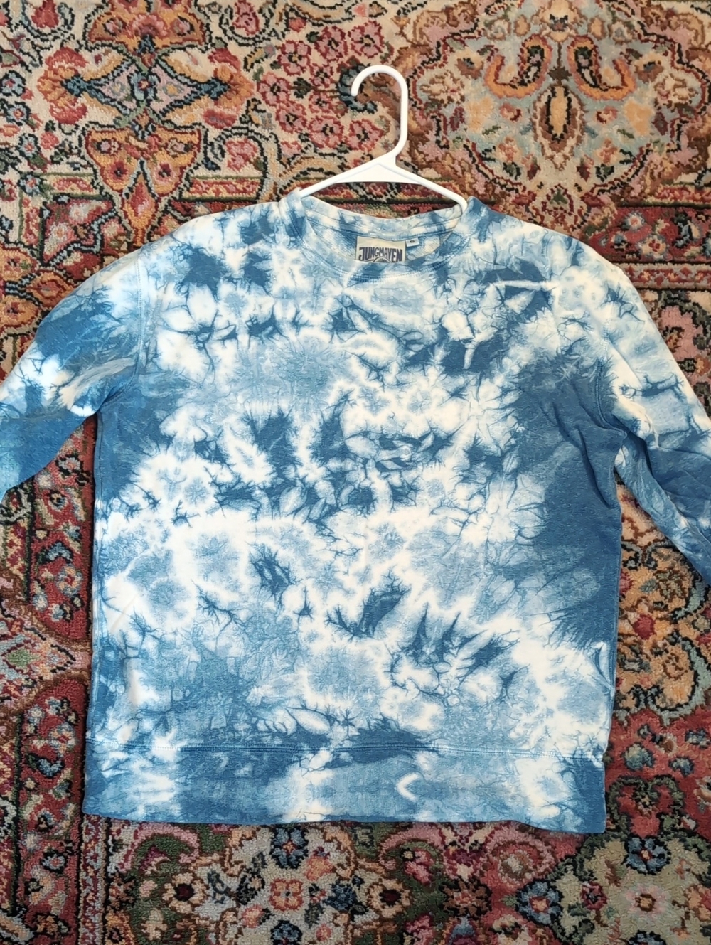 Jungmaven Blue & White Tie-Dye Crewneck Sweatshirt